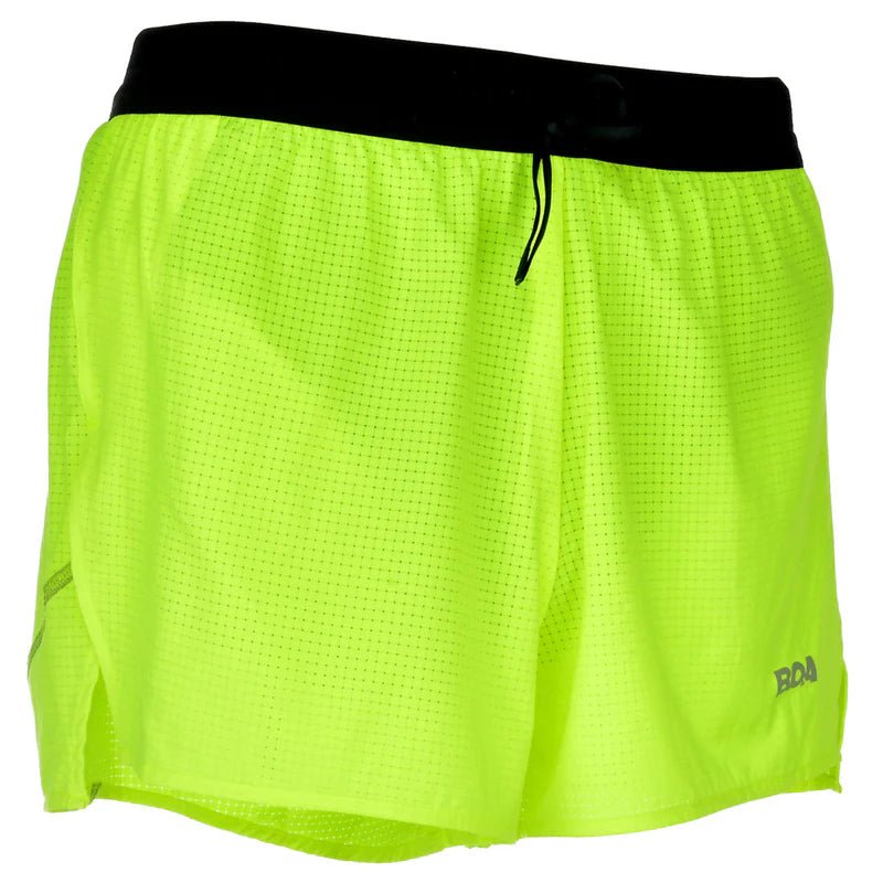 BOA Men's AeroPro 3" Half Split Shorts - Neon Yellow - Run Trails