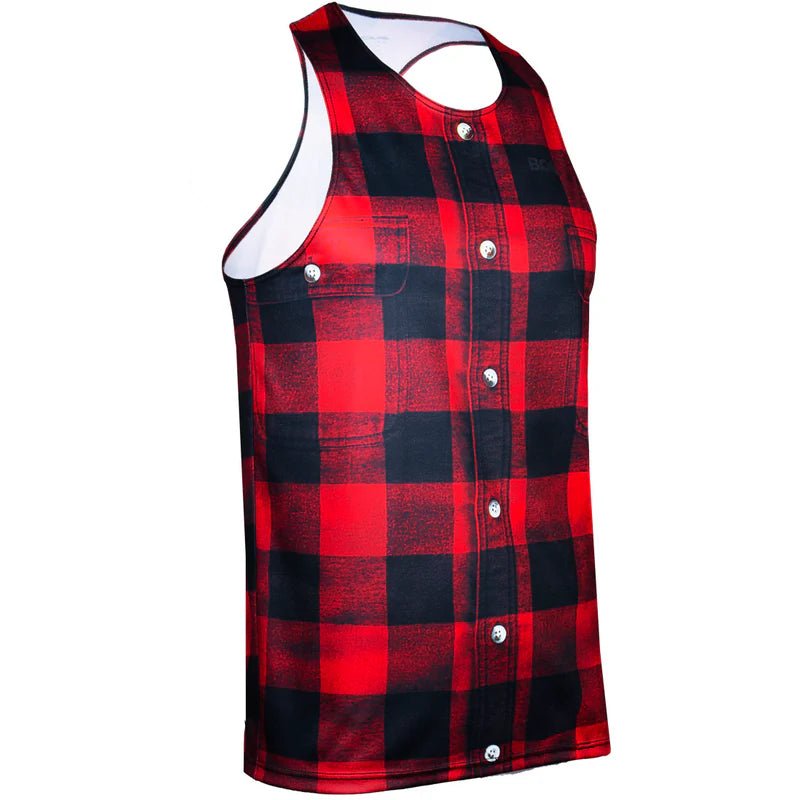 BOA Men's Competitor Lite Printed Singlet - Buffalo Plaid - Run Trails