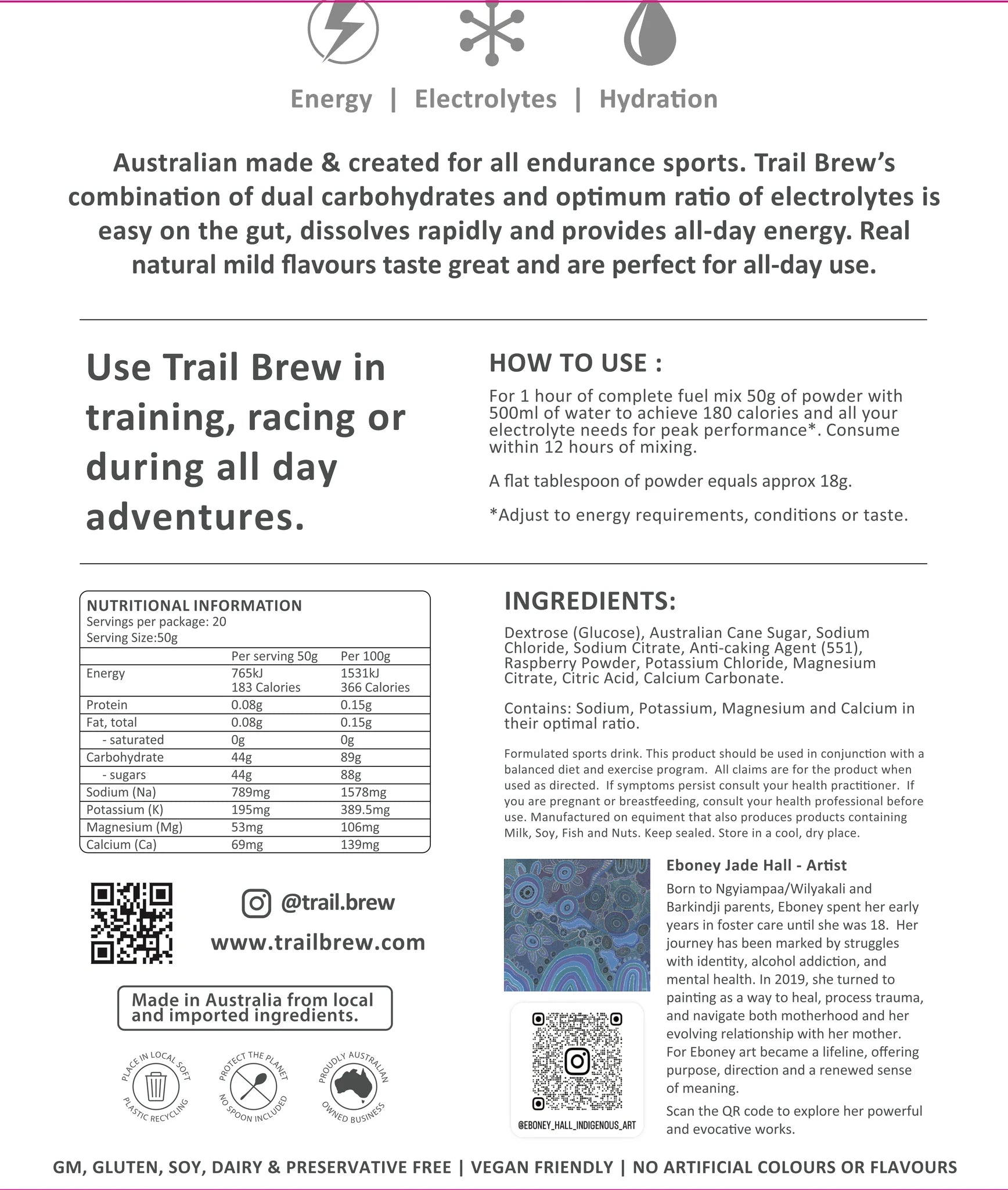 Energy + Electrolytes Drink Mix - Trail Brew - Run Trails