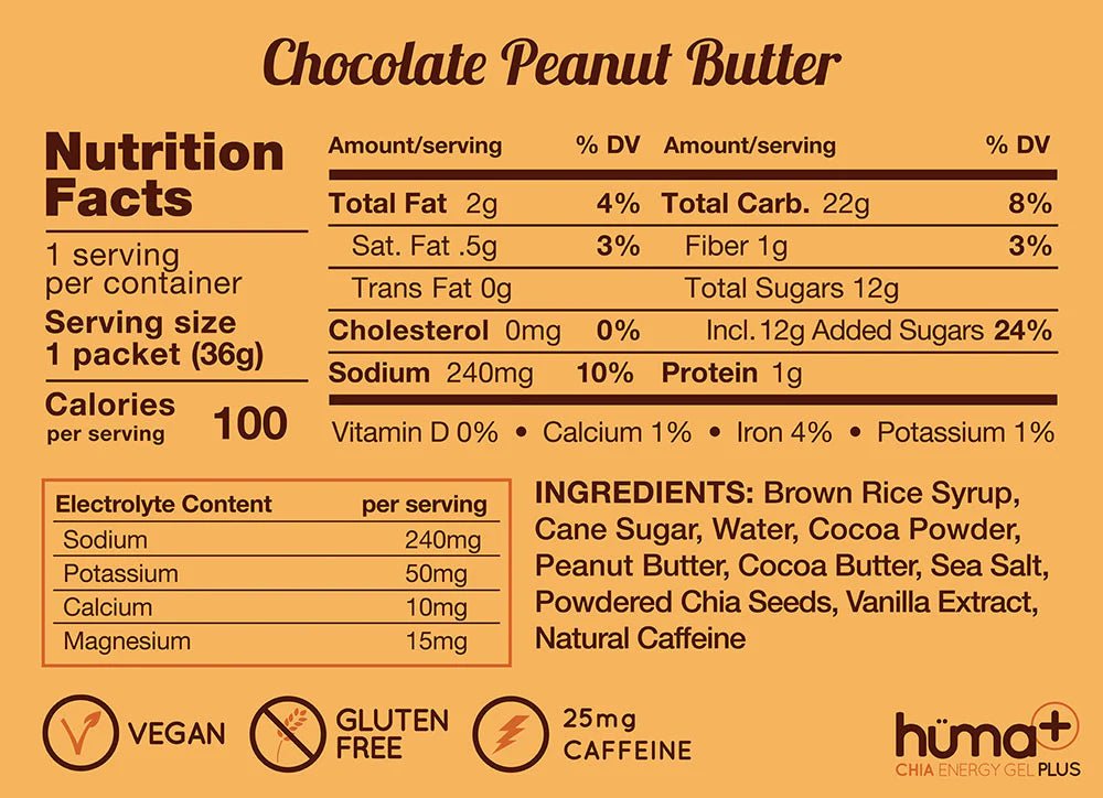 Huma Gel Plus - Chocolate Peanut Butter - Run Trails
