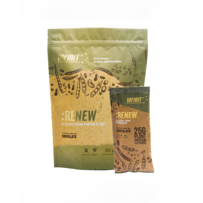 INFINIT : RENEW All Natural Vegan Protein Blend Chocolate Single Serve 60g - Run Trails