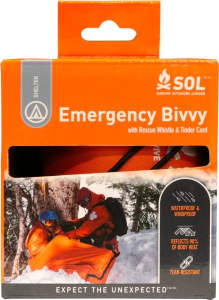 SOL Emergency Bivvy Survival Orange with Rescue Whistle - Run Trails