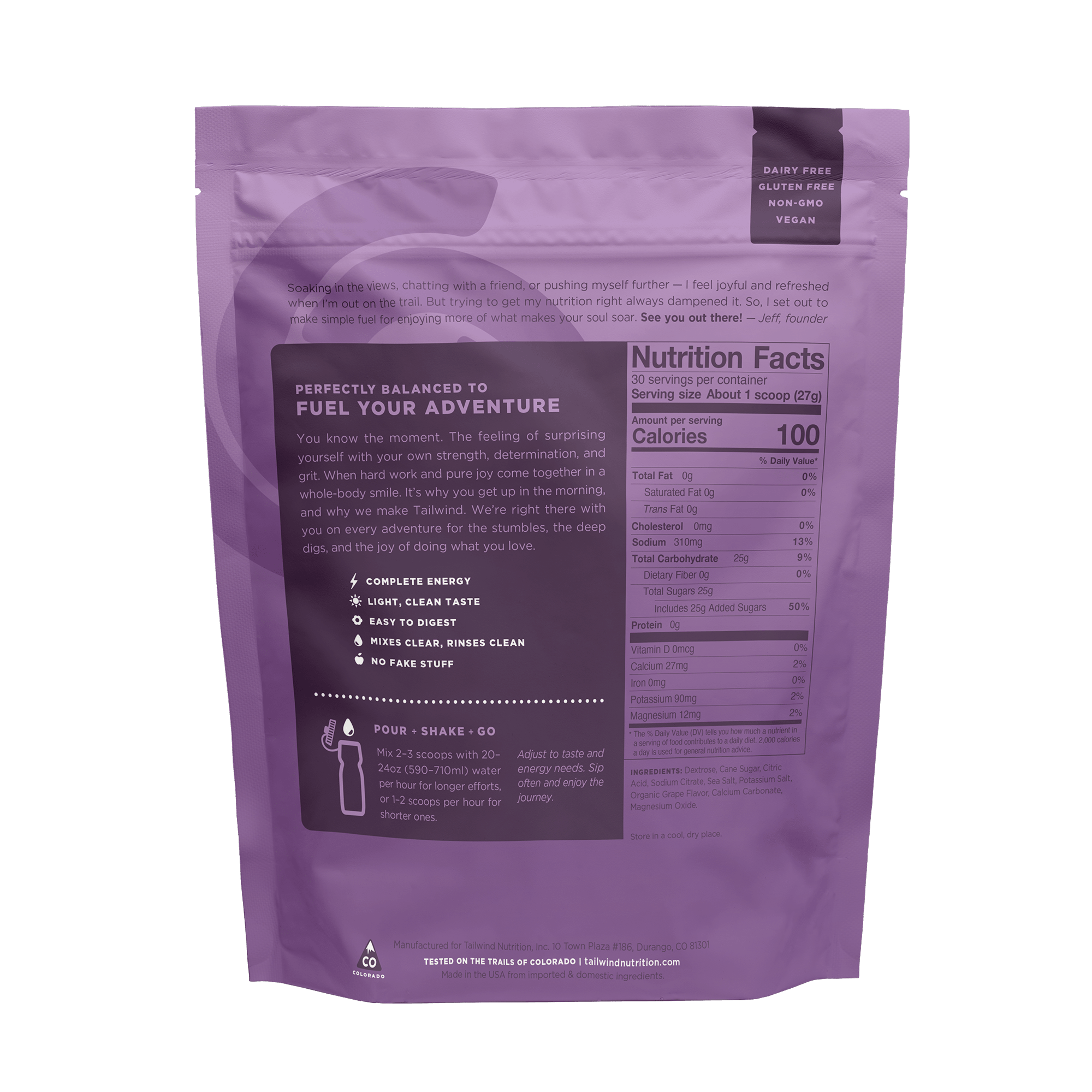 Tailwind Endurance Fuel - Grape Premium Endurance Sports Drink - Run Trails