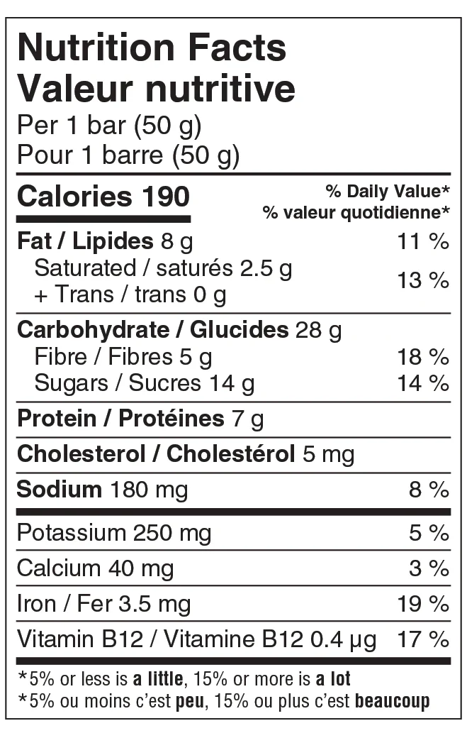 Naak Almond & Chocolate Energy Bar nutrition facts
