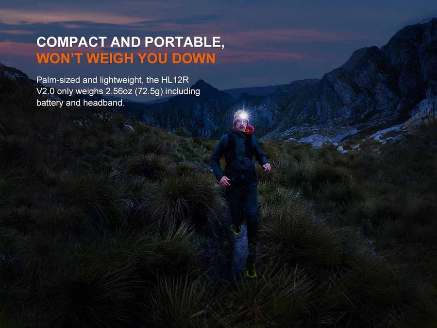 Fenix HL12R V2.0 – 500 Lumen Lightweight Rechargeable Headlamp - Run Trails