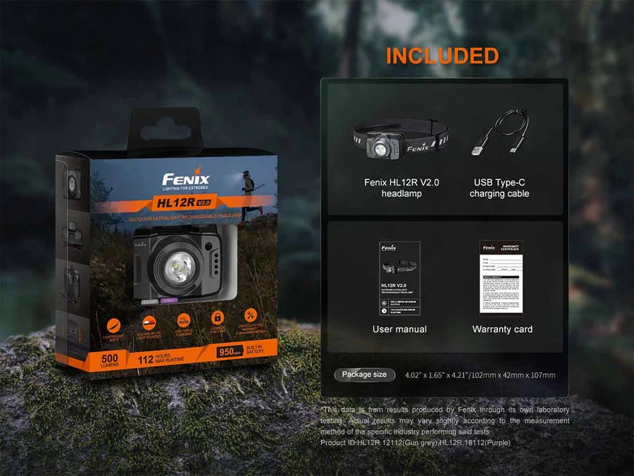 Fenix HL12R V2.0 – 500 Lumen Lightweight Rechargeable Headlamp - Run Trails