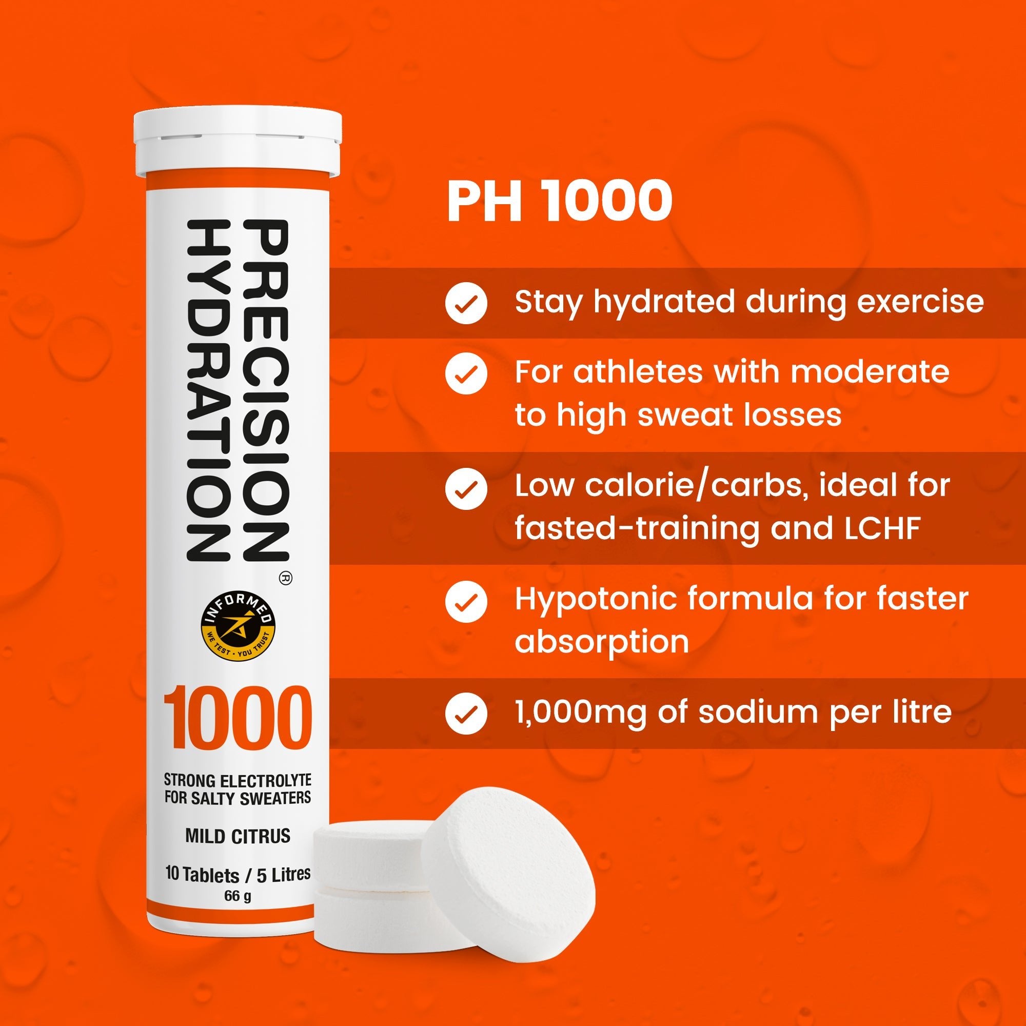 Precision Hydration PH 1000 Tablets Tube - Run Trails