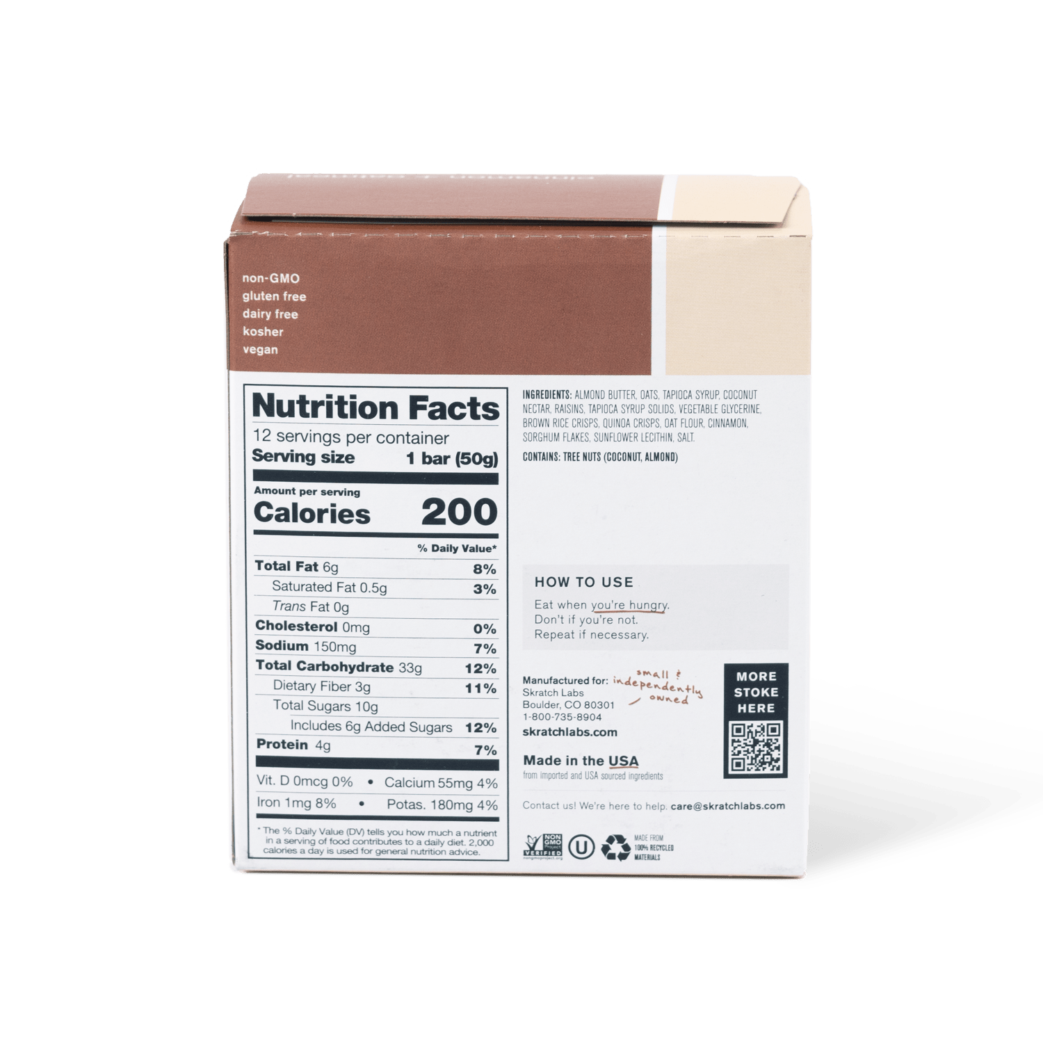 Skratch Labs Anytime Energy Bar - Premium Sport Fuel Energy Bar 50g - Run Trails