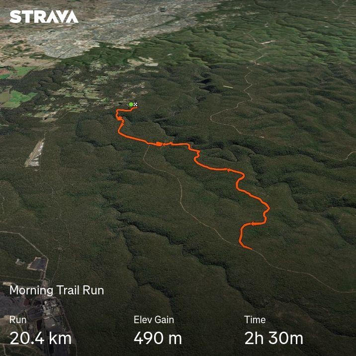 Dharawal National Park 20km 490 m Elev Gain Trail Run Map (Local Trail Runs)